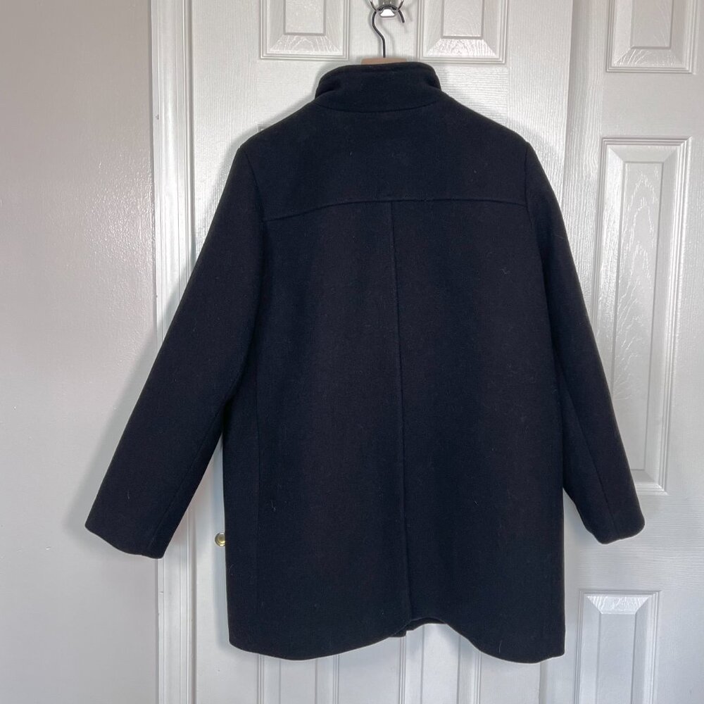 J.Crew Wool Blend High Neck Long Coat with Hidden Zipper Black Size 16 - Picture 2 of 7
